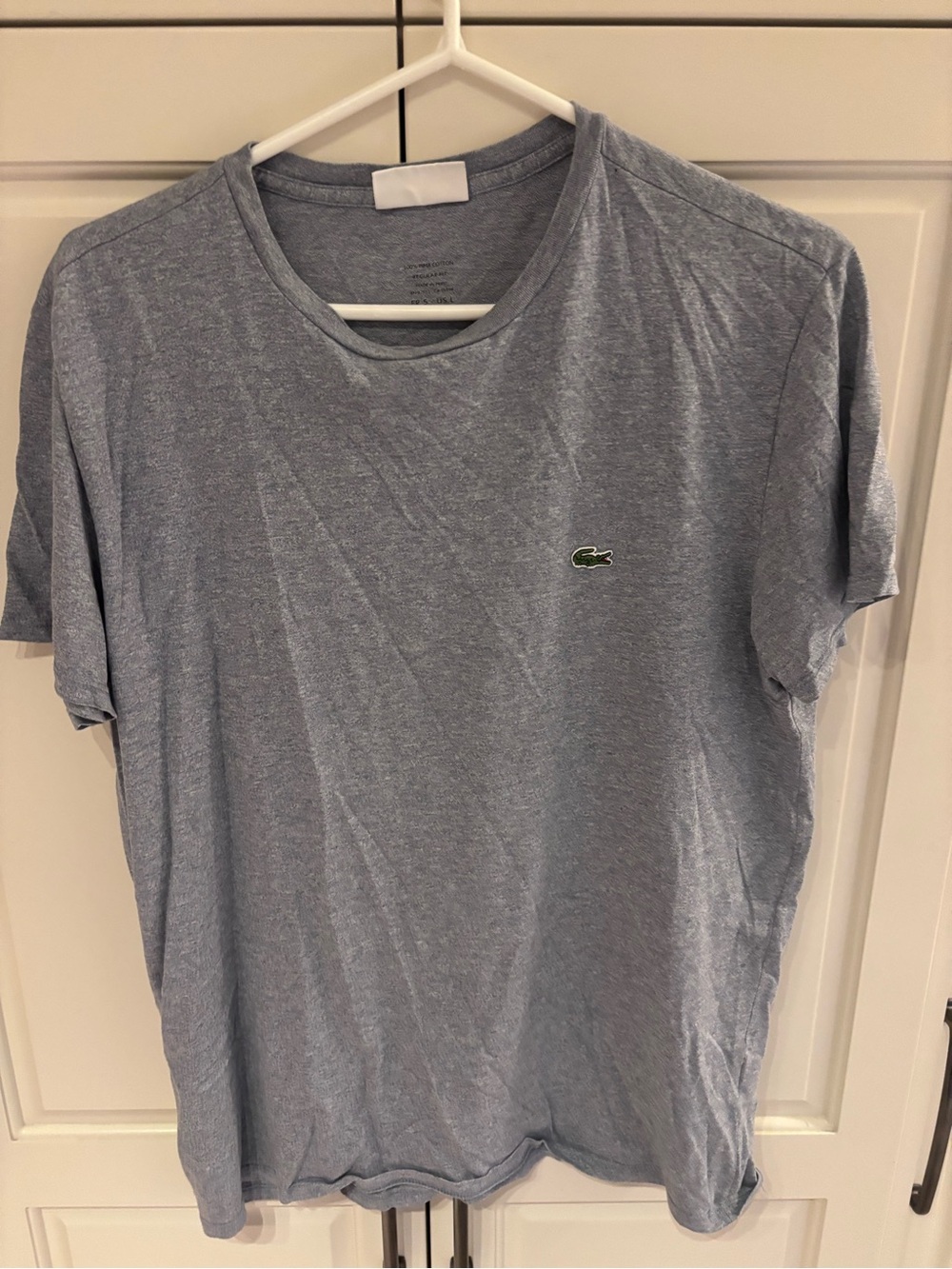 Lacoste Men's Light Blue/grey Crew Neck Tee large